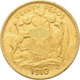 Reverse 20 Pesos 1910 So