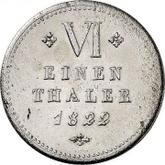 Reverse 1/6 Thaler 1822