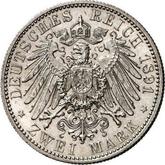 Reverse 2 Mark 1891 E Saxony