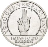 Reverse 5 Reichsmark 1929 G Constitution