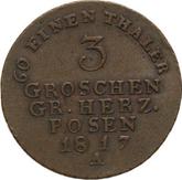 Reverse 3 Grosze 1817 A Grand Duchy of Posen