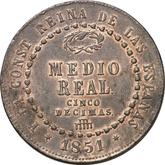 Reverse 1/2 Real 1851 With wreath