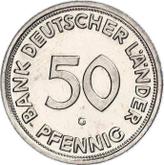 Obverse 50 Pfennig 1950 G Bank deutscher Länder
