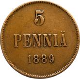 Reverse 5 Pennia 1889