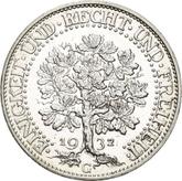 Reverse 5 Reichsmark 1932 G Oak Tree