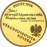 Obverse 200 Zlotych 1998 MW ET 200th Birthday of Adam Mickiewicz