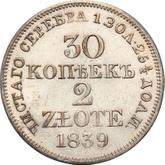 Reverse 30 Kopecks - 2 Zlotych 1839 MW