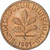 Reverse 1 Pfennig 1991 G