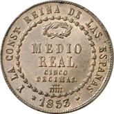 Reverse 1/2 Real 1853 With wreath