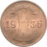 Reverse 1 Reichspfennig 1936 D