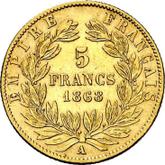 Reverse 5 Francs 1868 A
