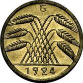 Reverse 5 Reichspfennig 1924 G