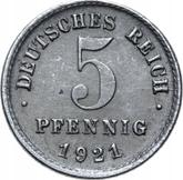 Obverse 5 Pfennig 1921 J