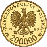 Obverse 200000 Zlotych 1990 MW The 10th Anniversary of forming the Solidarity Trade Union