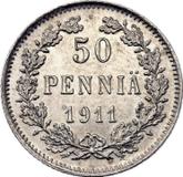 Reverse 50 Pennia 1911 L