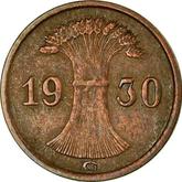 Reverse 1 Reichspfennig 1930 G