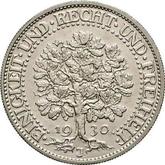 Reverse 5 Reichsmark 1930 J Oak Tree