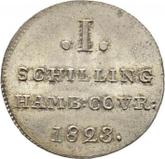 Reverse 1 Shilling 1823 H.S.K.