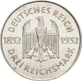 Obverse 3 Reichsmark 1932 E Goethe
