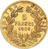 Reverse 5 Francs 1866 BB