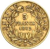 Reverse 5 Francs 1862 BB
