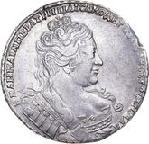 Obverse Rouble 1734 The corsage is parallel to the circumference