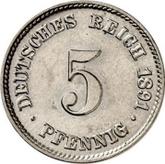 Obverse 5 Pfennig 1891 G
