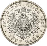 Reverse 5 Mark 1904 E Saxony