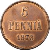 Reverse 5 Pennia 1873