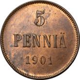 Reverse 5 Pennia 1901