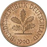 Reverse 1 Pfennig 1990 G