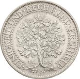 Reverse 5 Reichsmark 1928 F Oak Tree