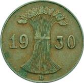 Reverse 1 Reichspfennig 1930 D