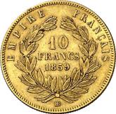 Reverse 10 Francs 1859 BB