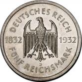 Obverse 5 Reichsmark 1932 J Goethe