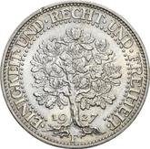 Reverse 5 Reichsmark 1927 F Oak Tree