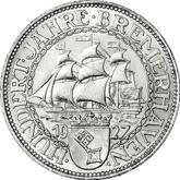 Reverse 5 Reichsmark 1927 A Bremerhaven