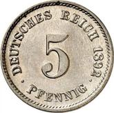 Obverse 5 Pfennig 1892 G