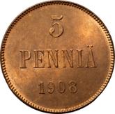 Reverse 5 Pennia 1908