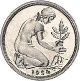 Reverse 50 Pfennig 1950 G Bank deutscher Länder