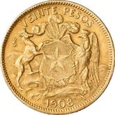 Reverse 20 Pesos 1908 So
