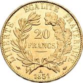 Reverse 20 Francs 1851 A