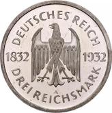 Obverse 3 Reichsmark 1932 A Goethe