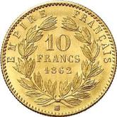 Reverse 10 Francs 1862 BB