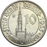 Reverse 10 Gulden 1935 Gdansk City Hall