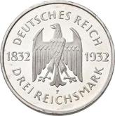 Obverse 3 Reichsmark 1932 F Goethe