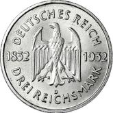Obverse 3 Reichsmark 1932 D Goethe