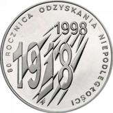 Reverse 10 Zlotych 1998 MW ET 90th Anniversary of Regaining Independence by Poland