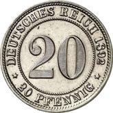 Obverse 20 Pfennig 1892 G
