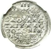 Reverse 3 Groszy (Trojak) 1596 IF Poznań Mint